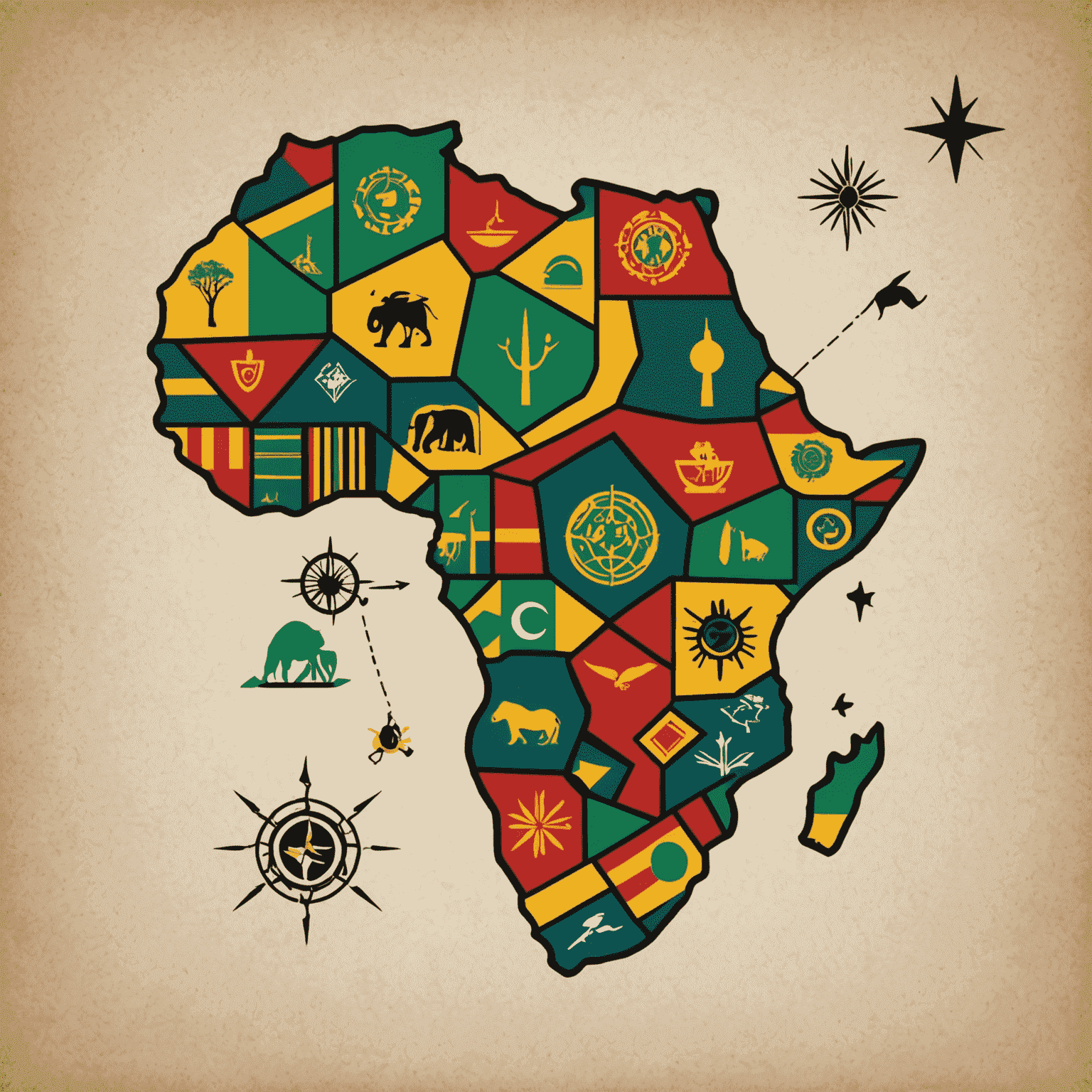 AfricanInsights Logo - A stylized map of Africa with economic symbols