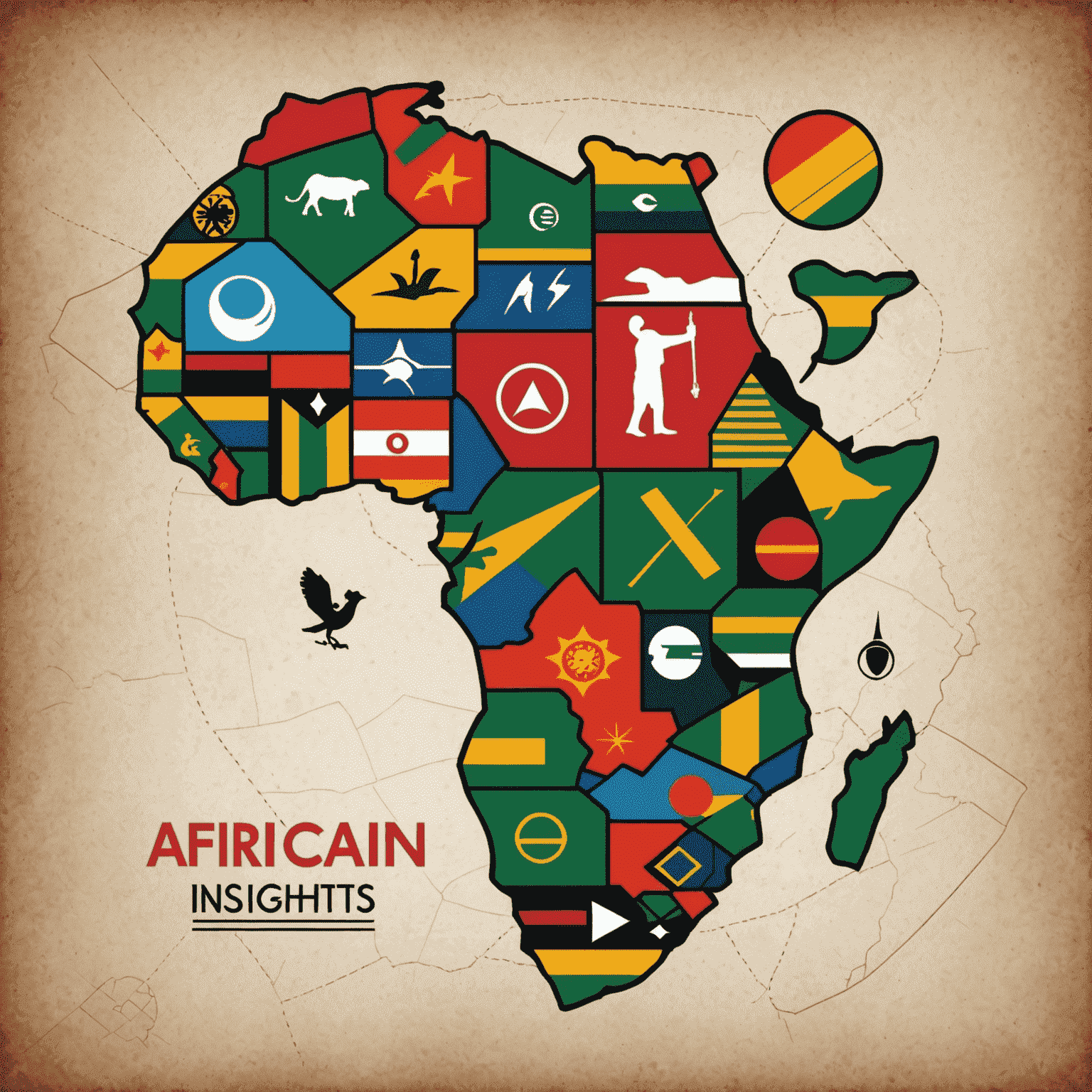 AfricanInsights Logo - A stylized map of Africa with economic symbols