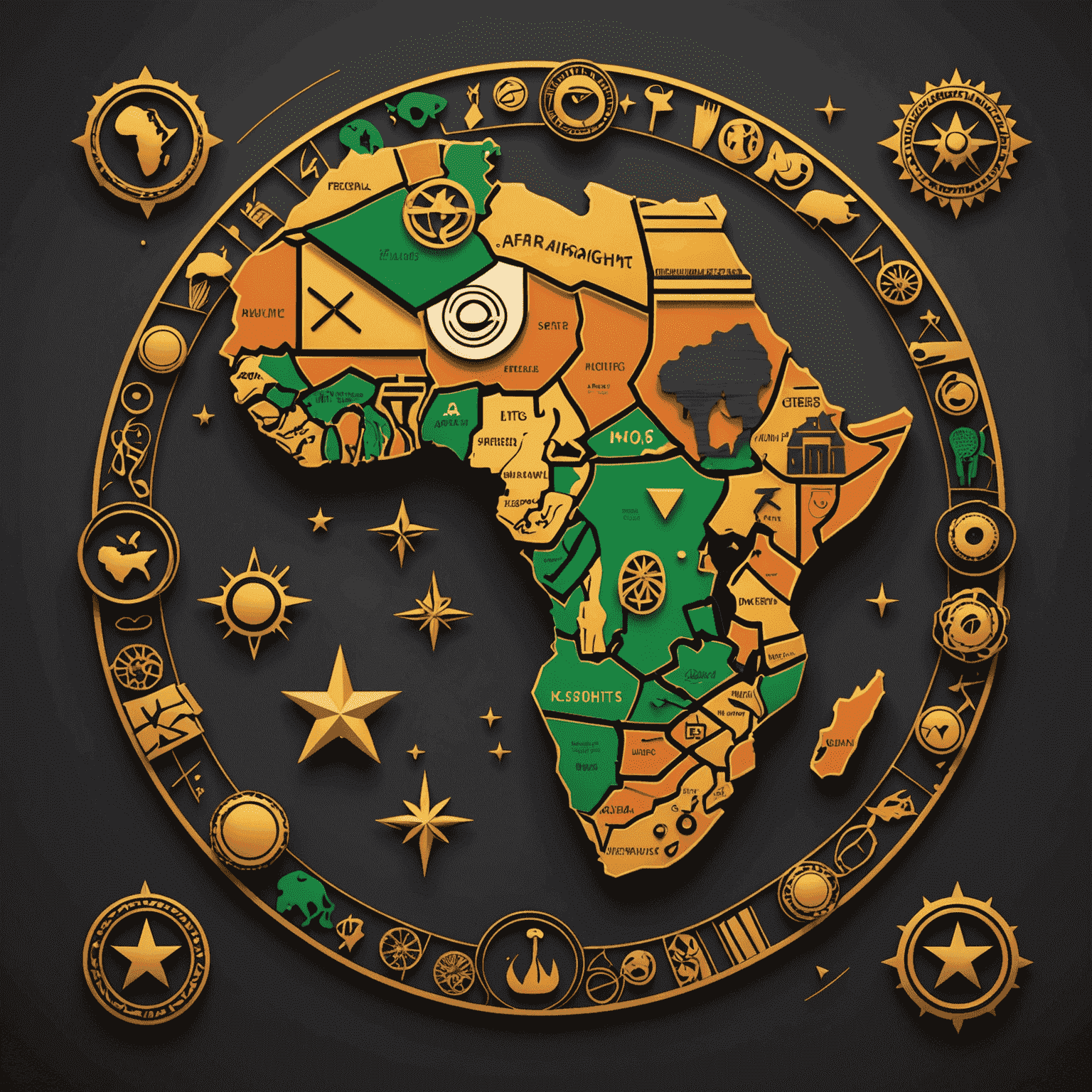 AfricanInsights Logo - A stylized map of Africa with economic symbols