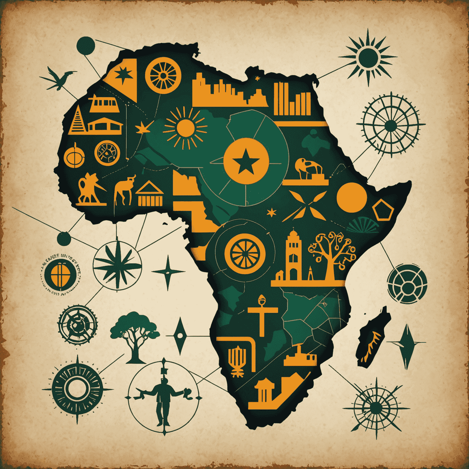 AfricanInsights Logo - A stylized map of Africa with economic symbols