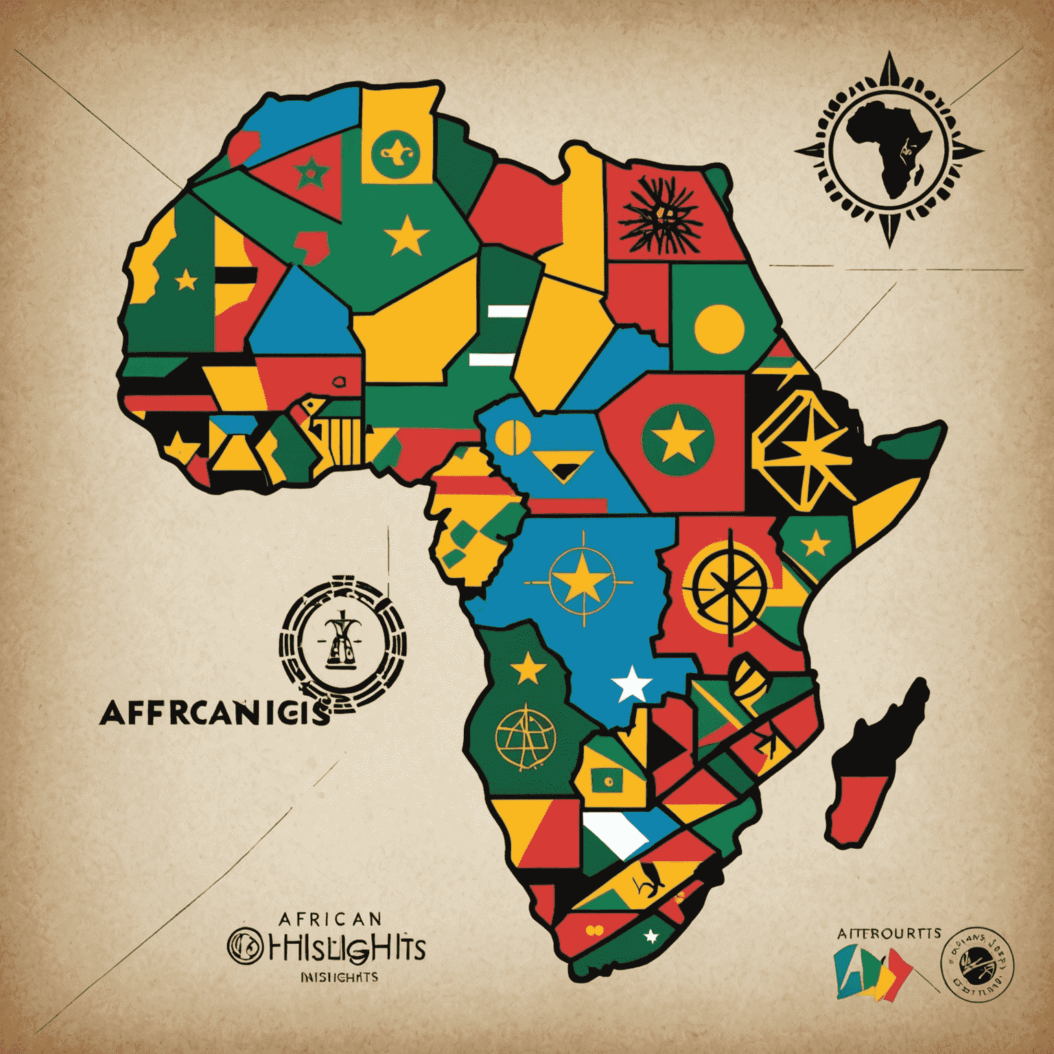 AfricanInsights Logo - A stylized map of Africa with economic symbols