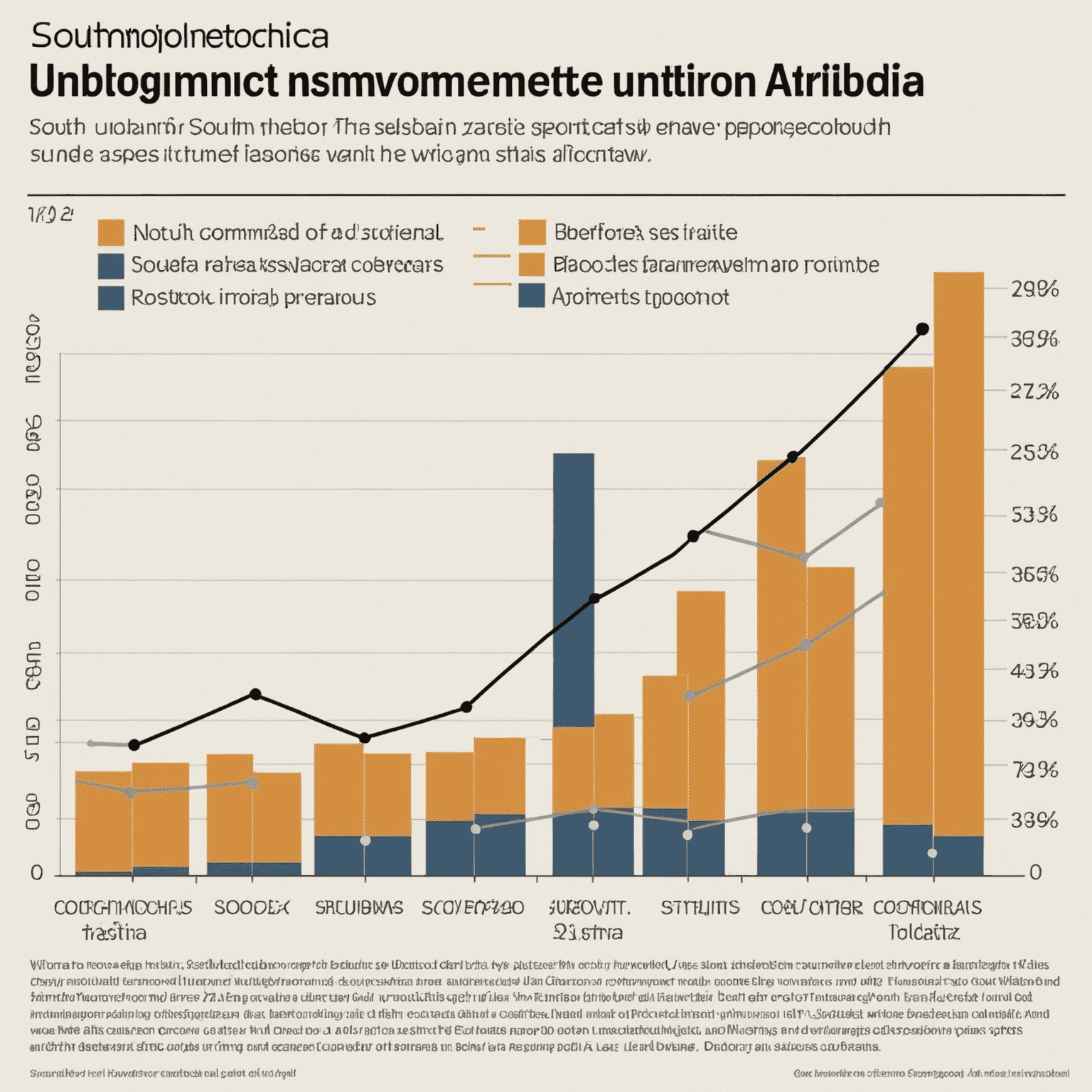 A graph showing decreasing unemployment rates in South Africa, with annotations highlighting key intervention points